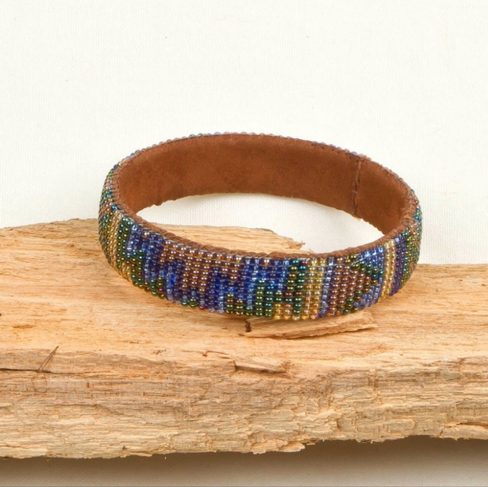 Altiplano Glass Bead And Leather Bracelet